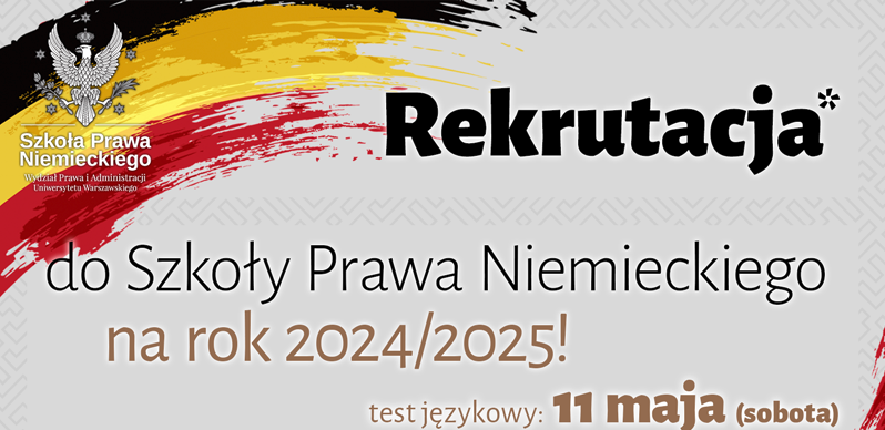 Plakat rekrutacji do szkoły prawa niemieckiego